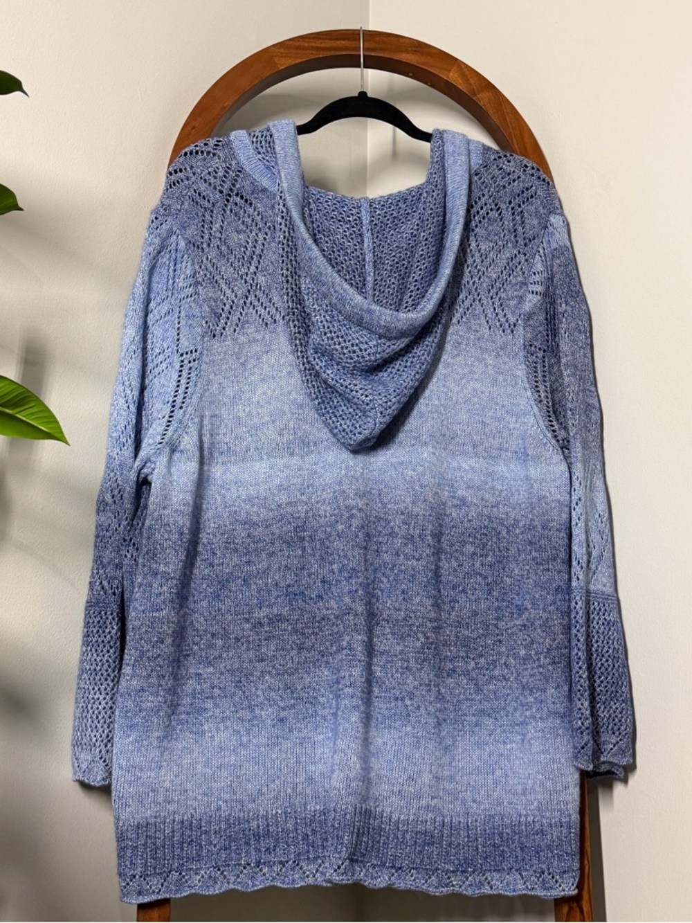 Torrid 3X Blue Pointelle Knit Hooded Sweater - Picture 3 of 9